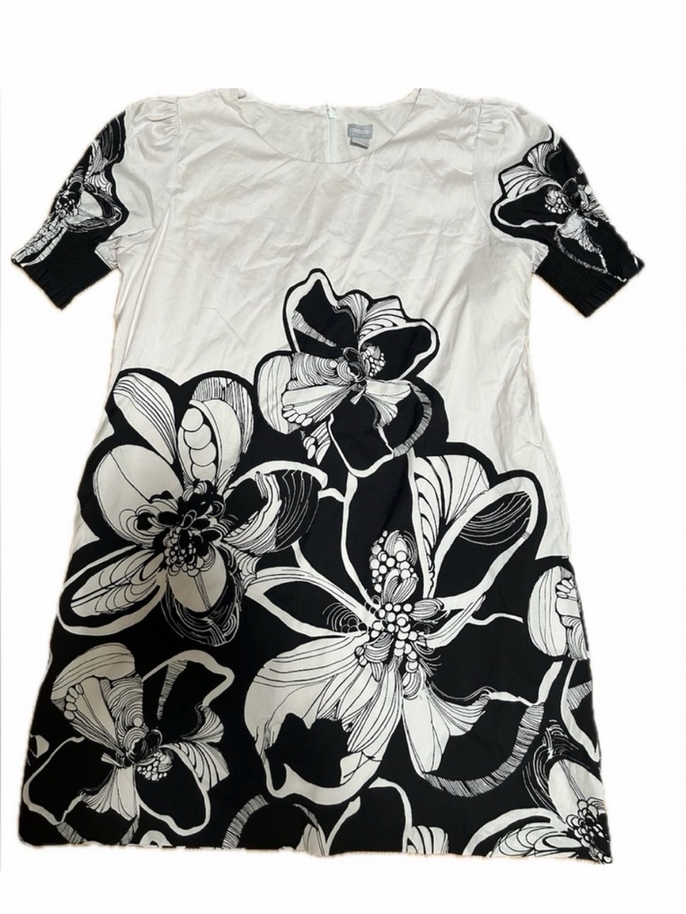 Chico's Black and White Floral Shift Dress